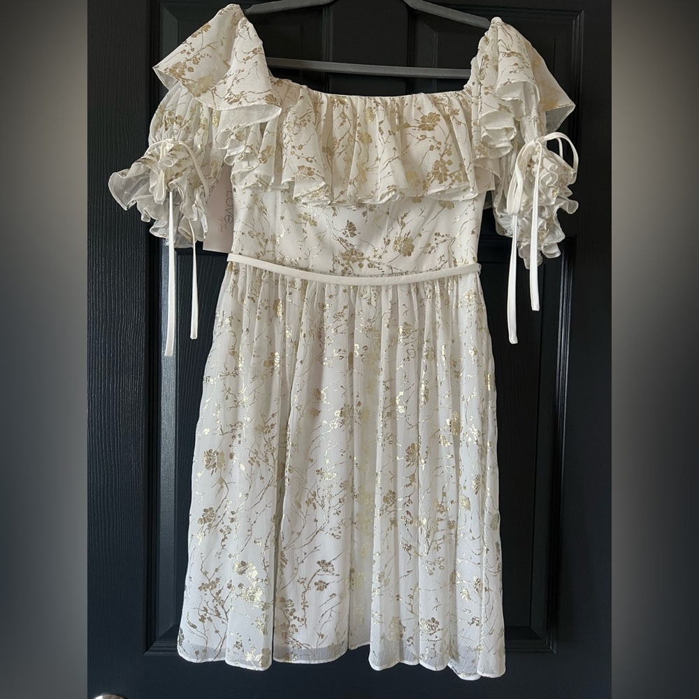 Love by Theia Gold Foil Dress